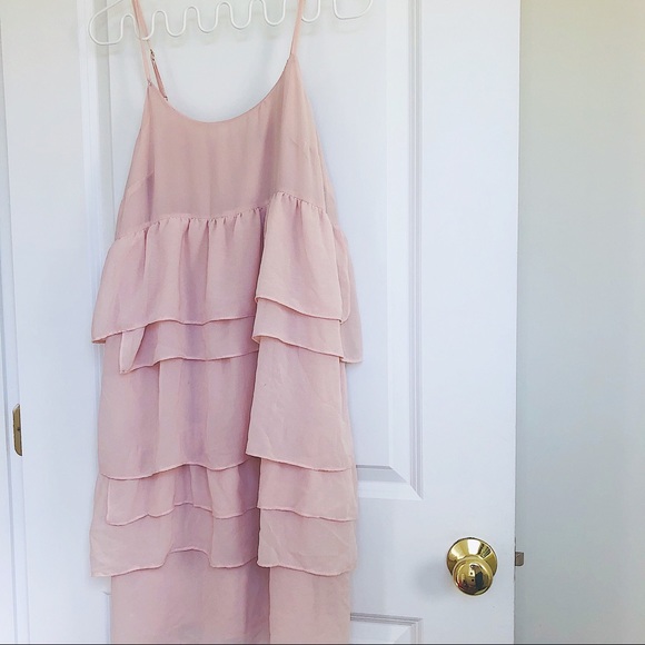 Who What Wear Blush Pink Ruffle Dress - Picture 3 of 8
